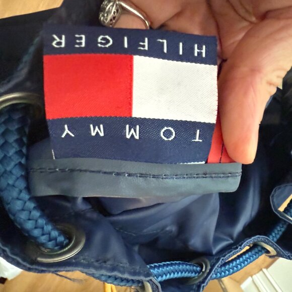Vintage Tommy Hilfiger Canvas Logo Spell Out Drawstring Backpack main image 4